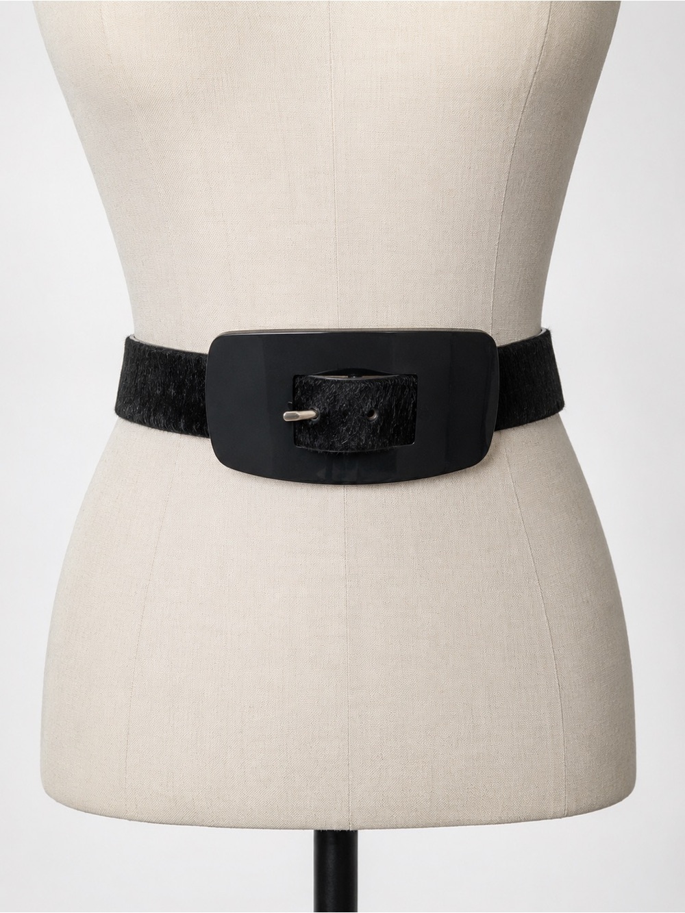 WORTH New York Calf Hair Wide Statement Belt Italy Quiet Luxury Goth